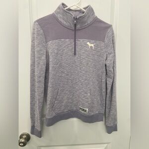 Victoria’s Secret PINK Grayish/Light Purple Quarter-Zip Pullover with Dog Logo